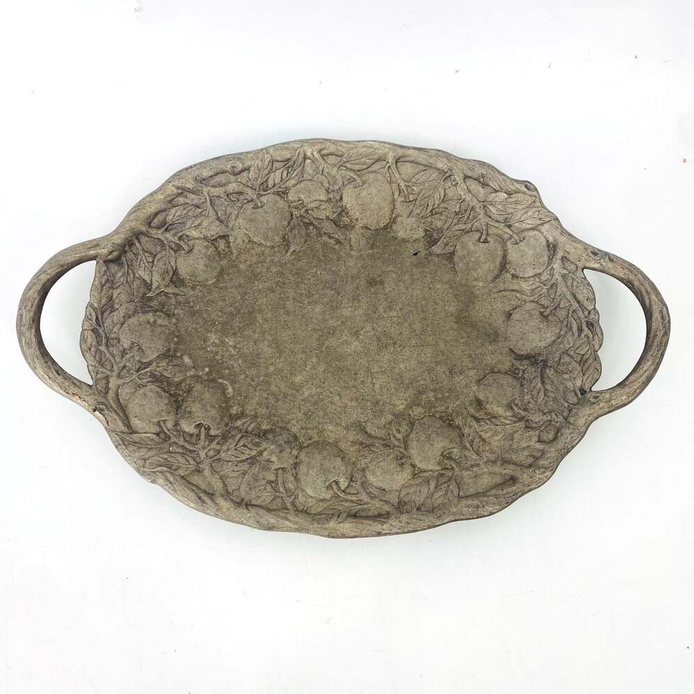 Vintage Arthur Court 1989 Cast Aluminum Apple Oval Serving Tray With Handles 17"